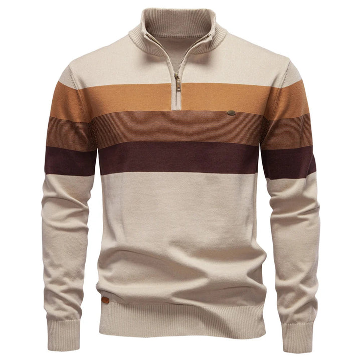 Timo | Herren Gestreifter Troyer Pullover