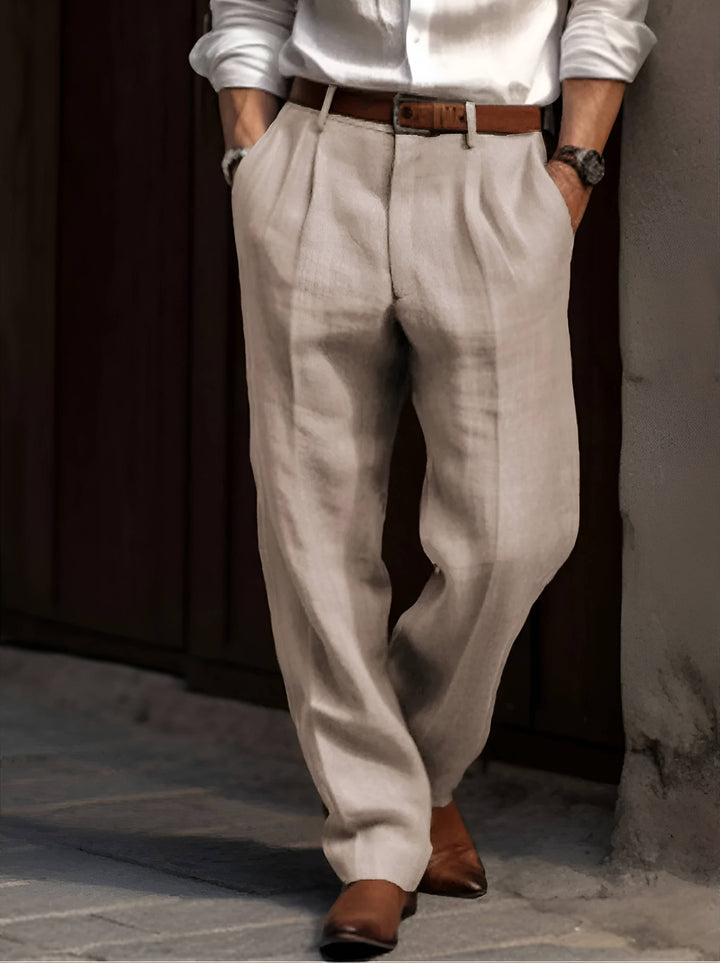 Tobias | Herren Bundfalten Leinenhose