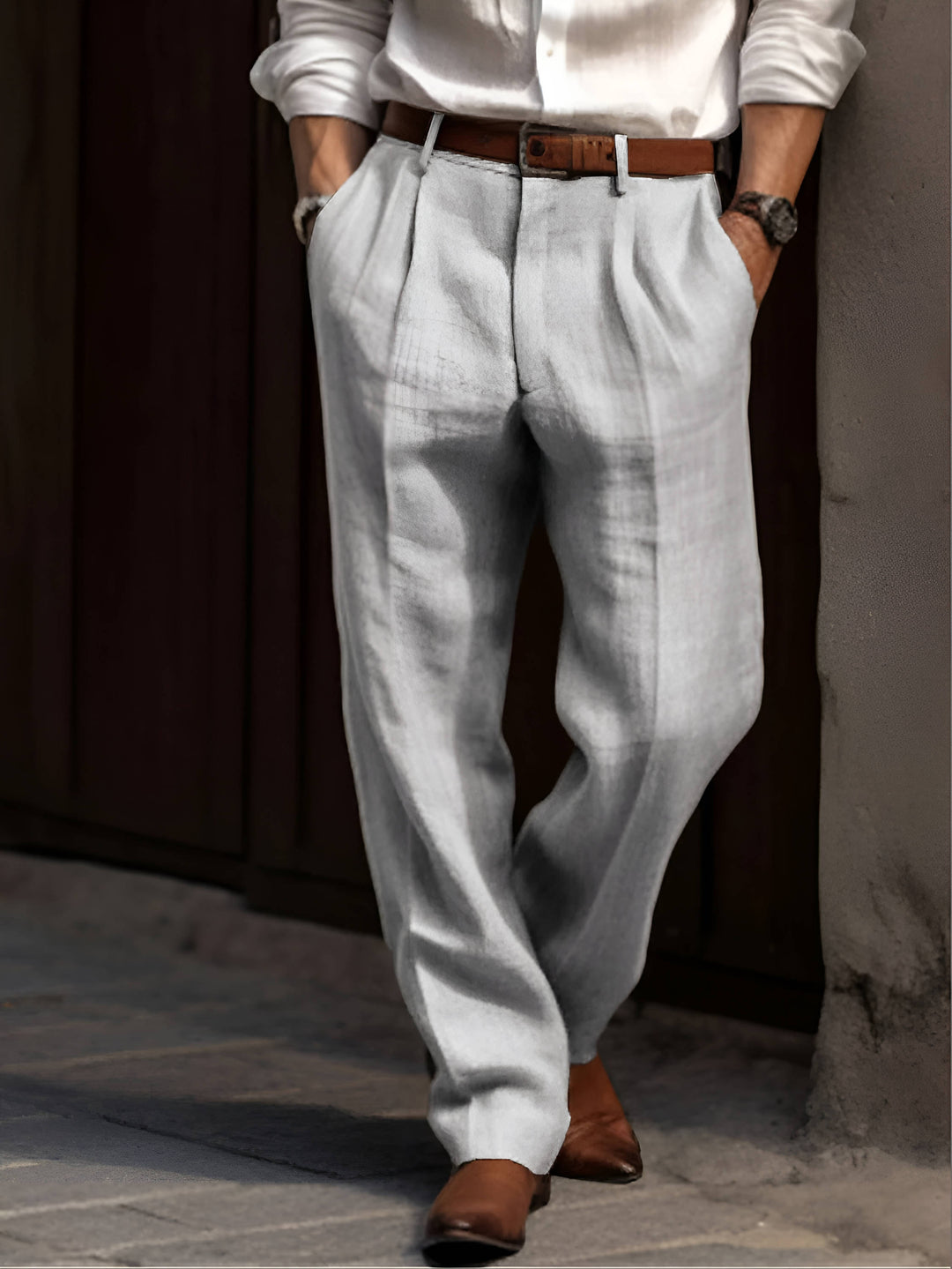 Tobias | Herren Bundfalten Leinenhose