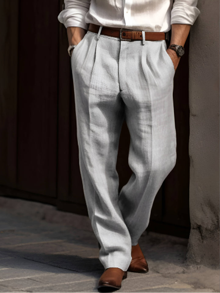 Tobias | Herren Bundfalten Leinenhose