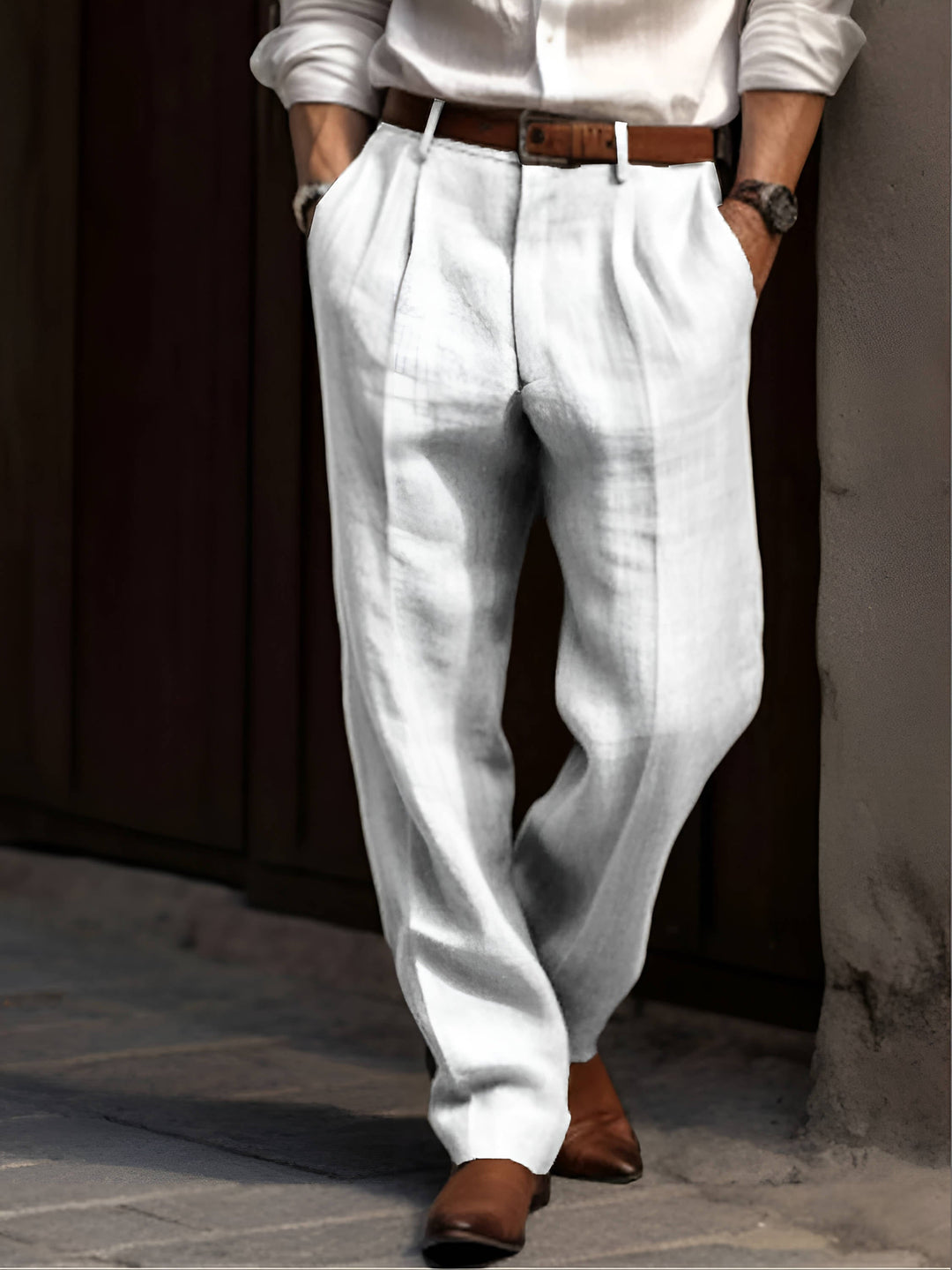 Tobias | Herren Bundfalten Leinenhose