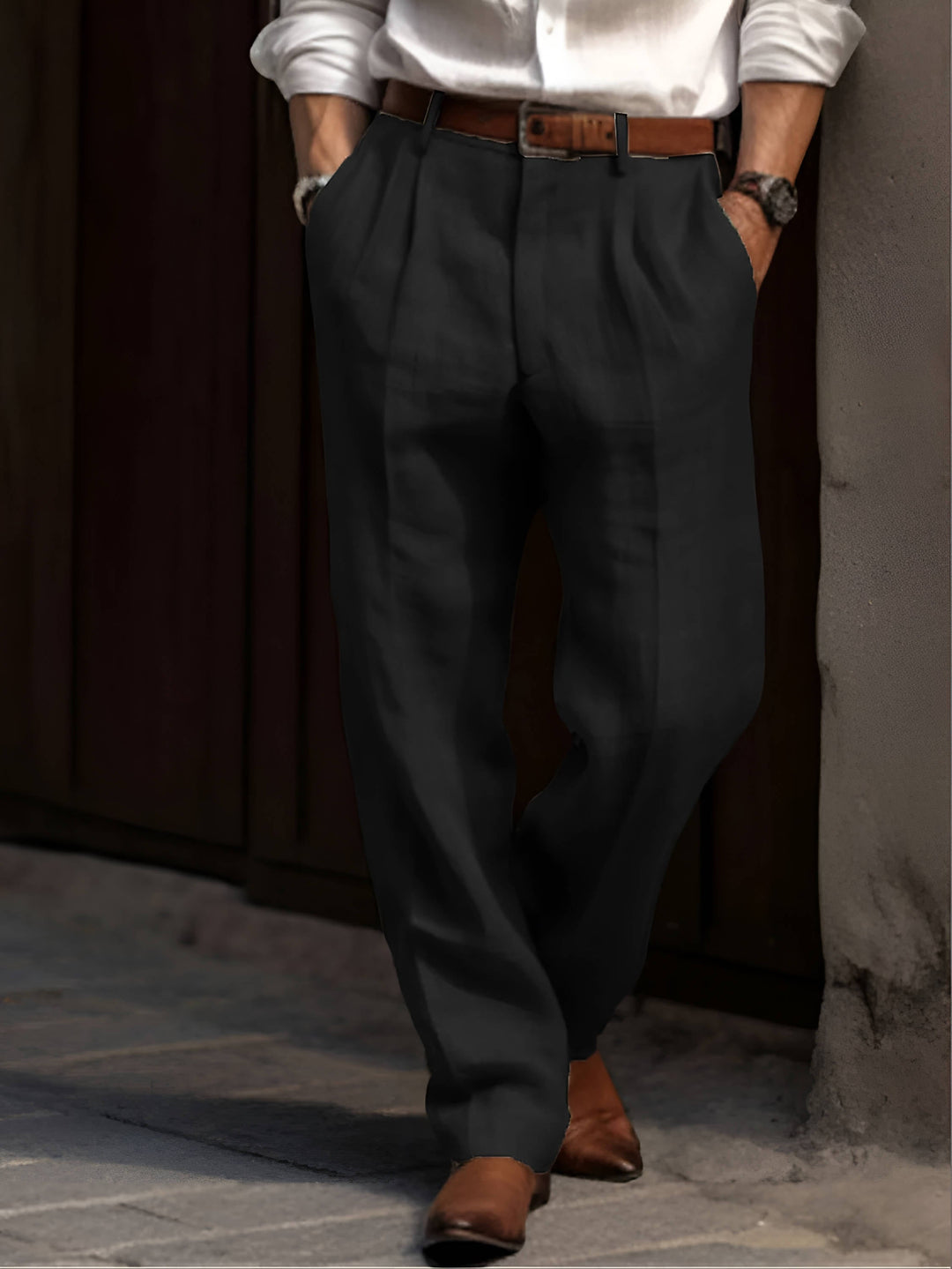 Tobias | Herren Bundfalten Leinenhose