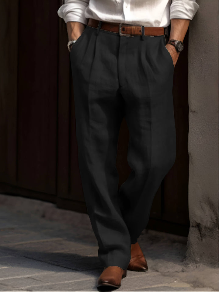 Tobias | Herren Bundfalten Leinenhose