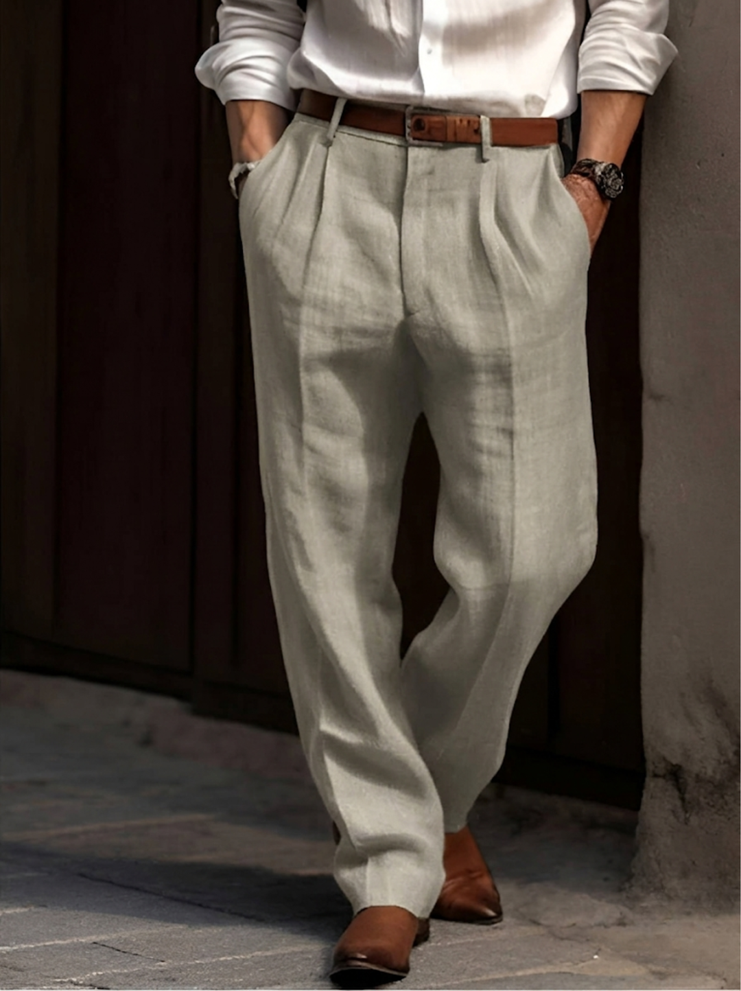 Tobias | Herren Bundfalten Leinenhose