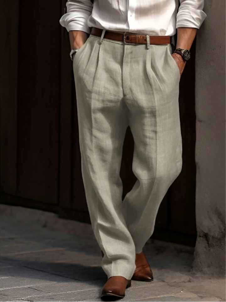 Tobias | Herren Bundfalten Leinenhose