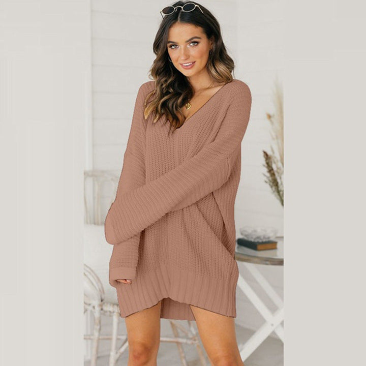 Vera | Robe pull oversize en maille à col en V pour femme