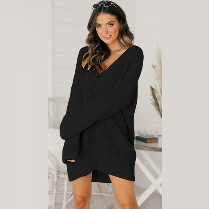 Vera | Robe pull oversize en maille à col en V pour femme