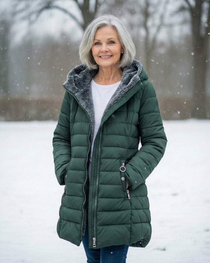 Verena | Damen Steppmantel mit Kapuze